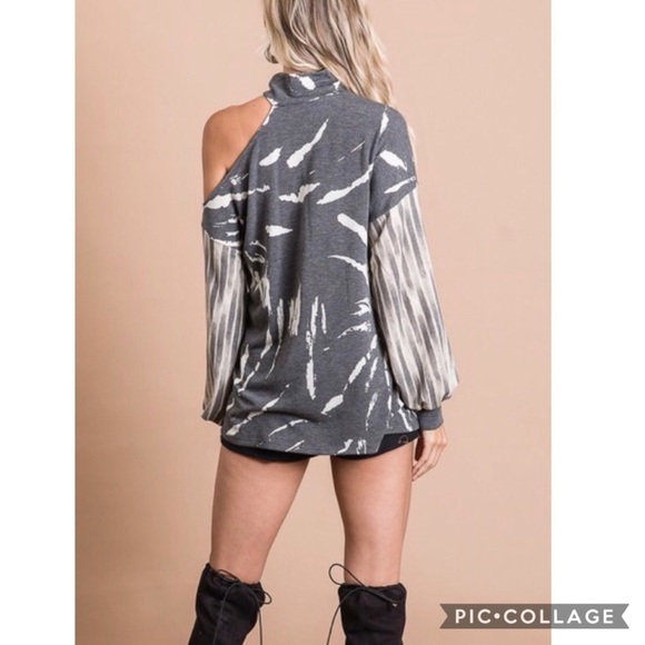 Gray Splash Bare Shoulder Top - Picture 4 of 7